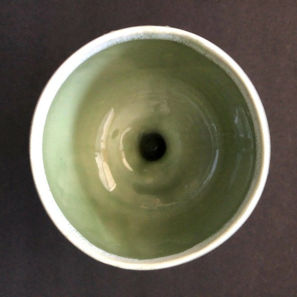 Cookson Pottery 19 USA Green Drip Glaze Footed Pedestal Chalice Vase Planter - Picture 6 of 12